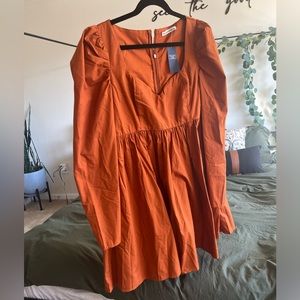 NWT Long Sleeve Poplin Babydoll Mini Dress - Abercrombie & Fitch - Size LT